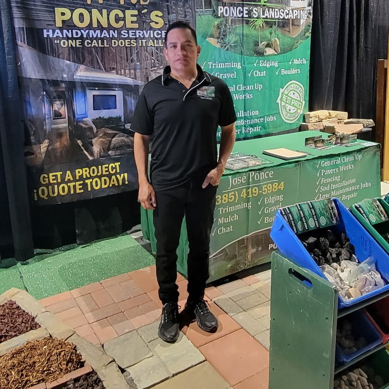 JosΓ© Ponce, owner of Ponce's Landscaping, at his booth